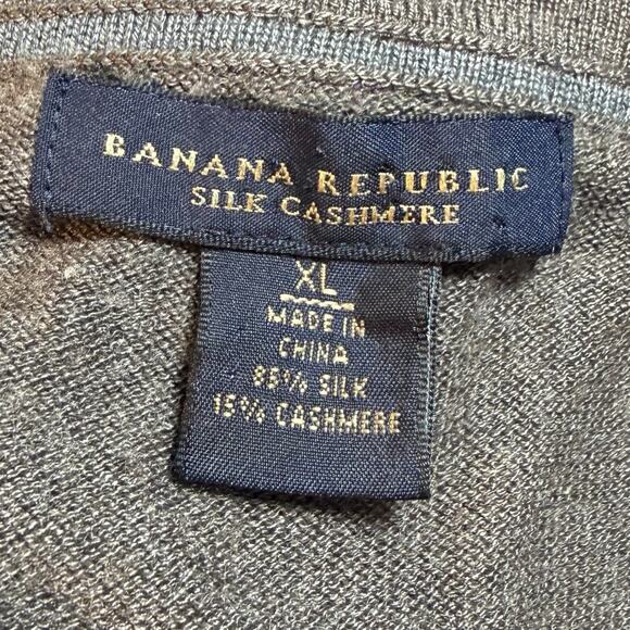 MENS BANANA REPUBLIC ARGYLE SWEATER GRANDPA DAD GRAY SILK CASHMERE BLEND SIZE XL - Picture 5 of 7